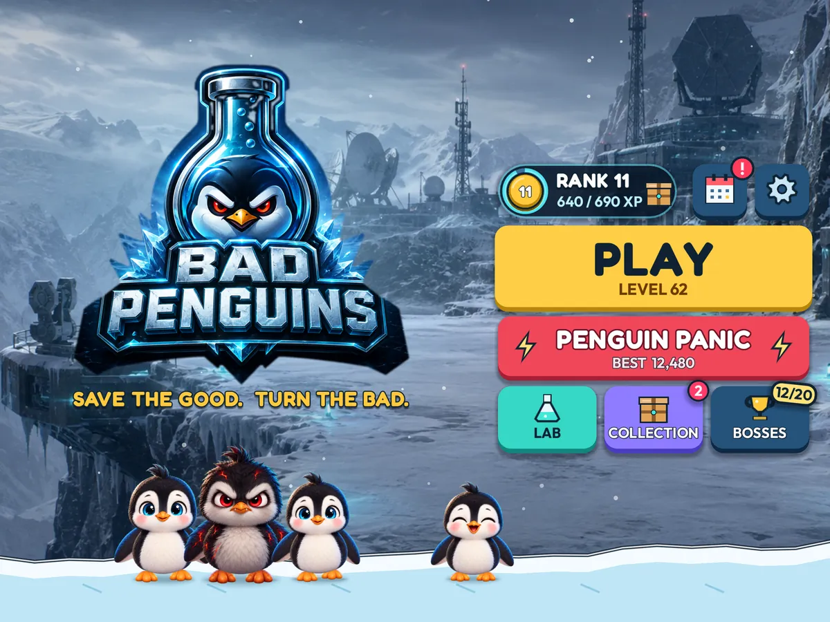 The Bad Penguins title screen on iPad